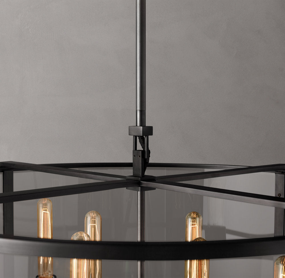 Clear Glass Drum Ring Chandelier