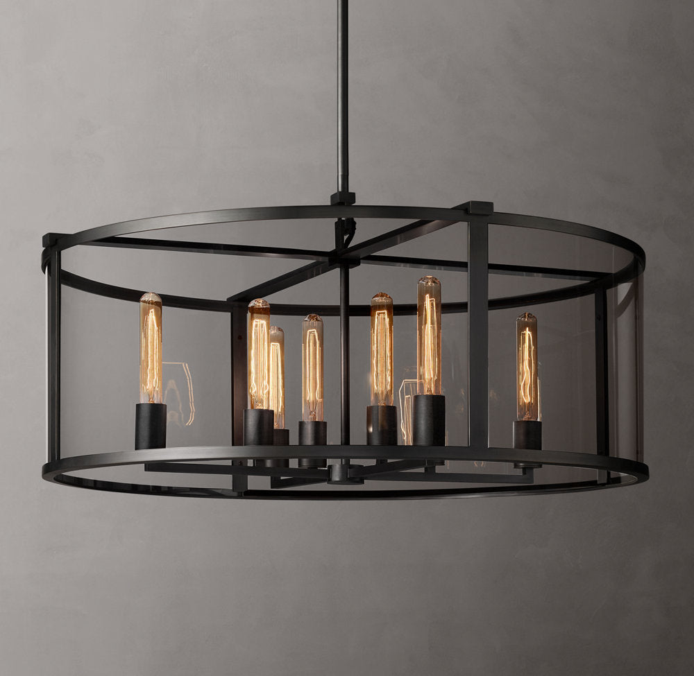 Clear Glass Drum Ring Chandelier