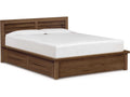 Moduluxe Queen Platform Bed with Storage in Natural Walnut with Clapboard Headboard