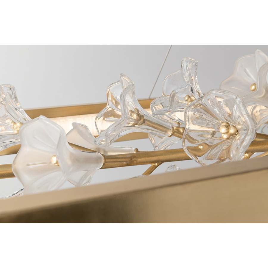 Corbett Lighting Jasmine 60" Wide LED Suspension Linear Chandelier with Flower Motif Centerpiece