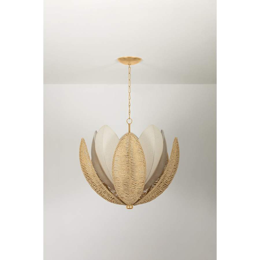 Corbett Lighting Costa Brava 10 Light 36" Wide Pendant with Coco Shell and Linen Shade