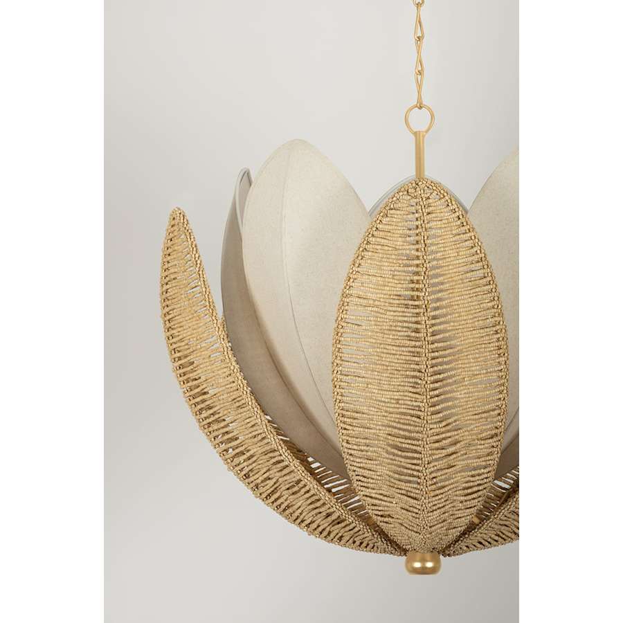 Corbett Lighting Costa Brava 10 Light 36" Wide Pendant with Coco Shell and Linen Shade