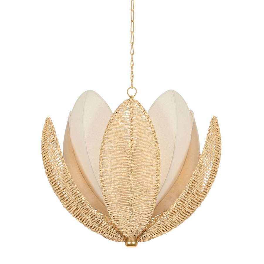 Corbett Lighting Costa Brava 10 Light 36" Wide Pendant with Coco Shell and Linen Shade