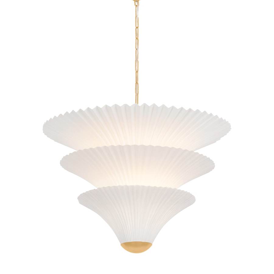 Corbett Lighting Belluno 2 Light 28" Wide Waterfall Chandelier with Pleated Paper Shades
