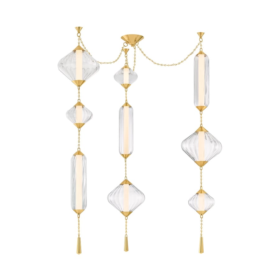 Corbett Lighting Fiorello 64" Wide LED Abstract Multi Light Pendant with Optic Glass Shades