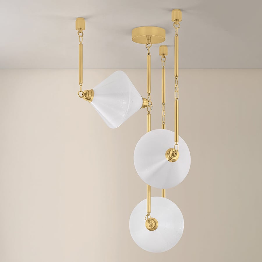 Corbett Lighting Solara 35" Wide LED Multi Light Pendant with Seedy Cloud Glass Shades