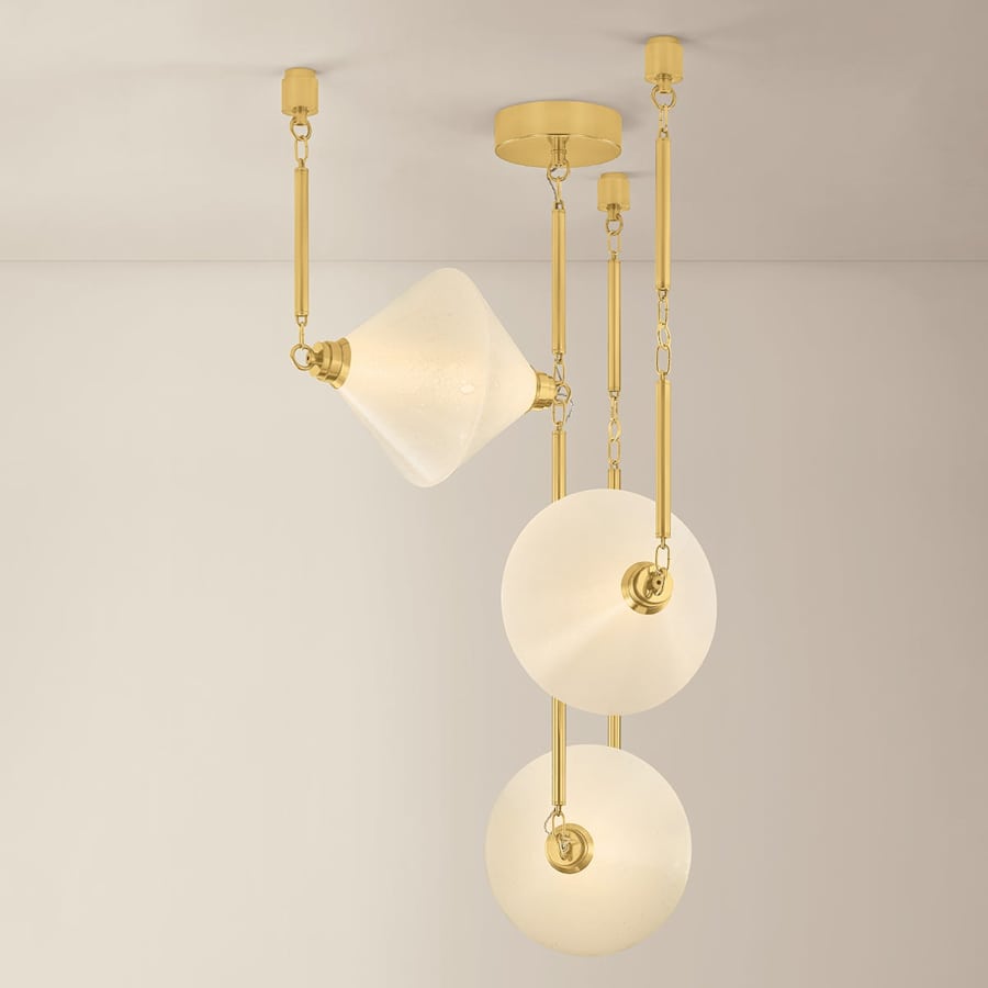 Corbett Lighting Solara 35" Wide LED Multi Light Pendant with Seedy Cloud Glass Shades