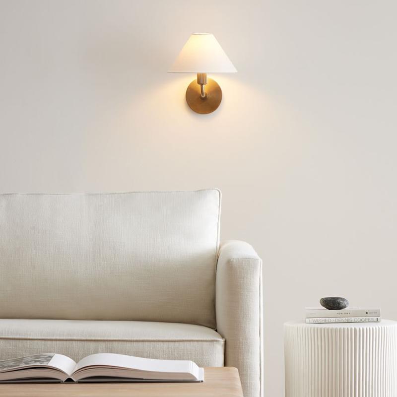 Montfaucon Tapered Linen Shade For Sconce Modern Wall Lamp