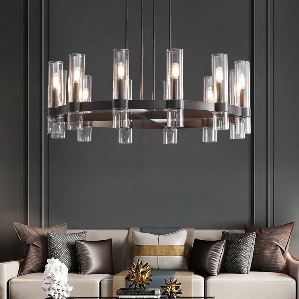 Ravelle Round Minimalist Glass Chandelier 30"
