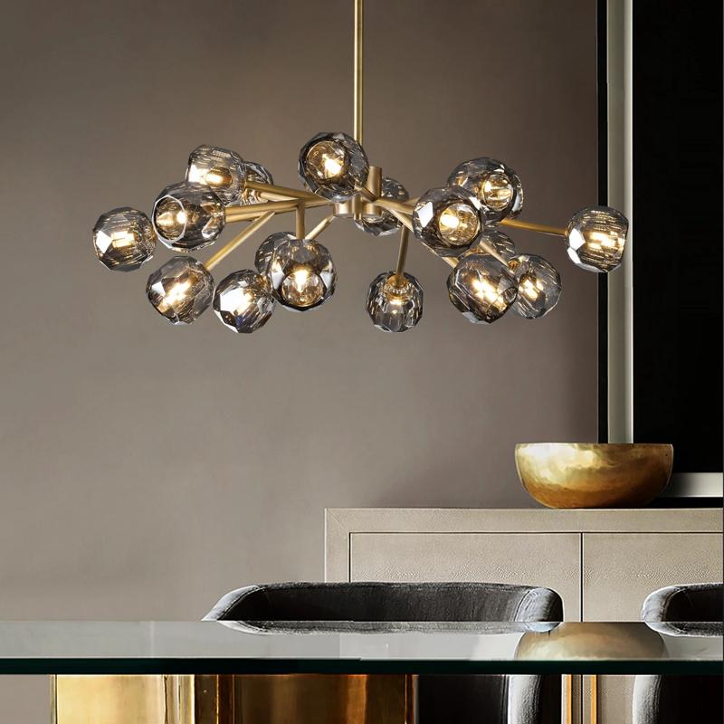 Boule De Crystal Ball Smoky Glass Round Chandelier 36"