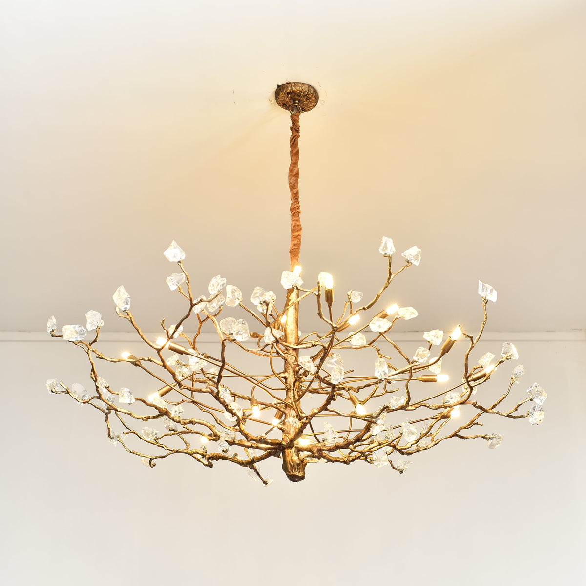 Branching Gemstone Brass Round Chandelier