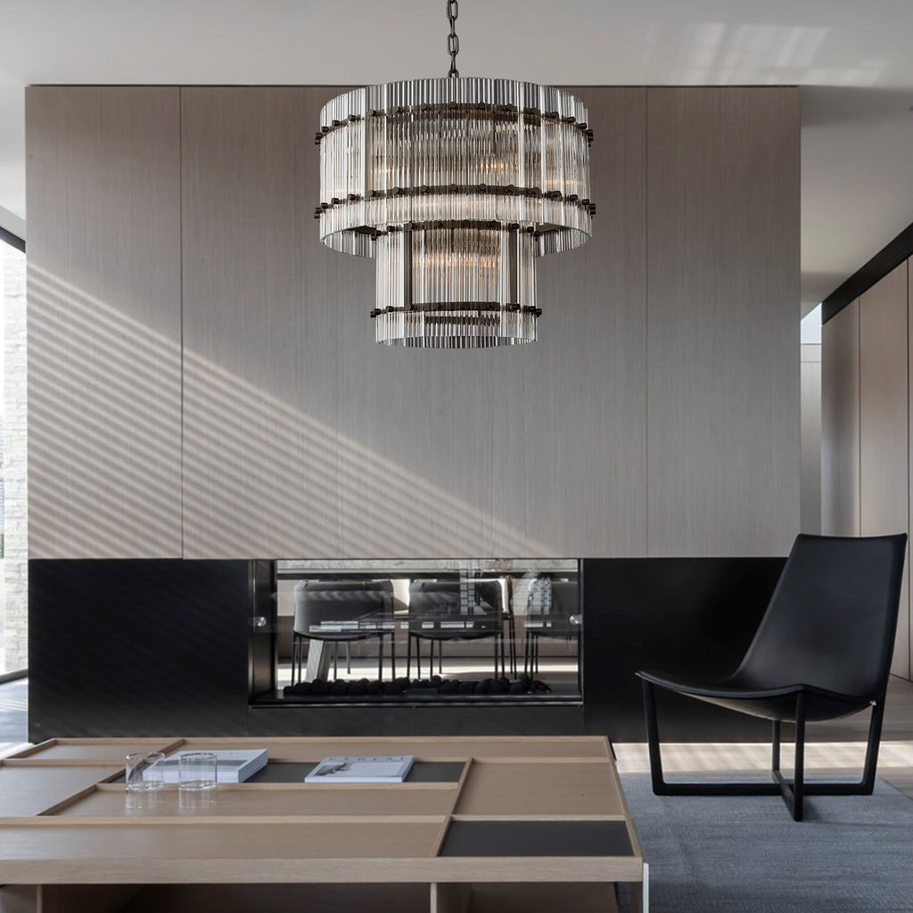 San  Modern 2-Tier Round Chandelier 22" For Living Room