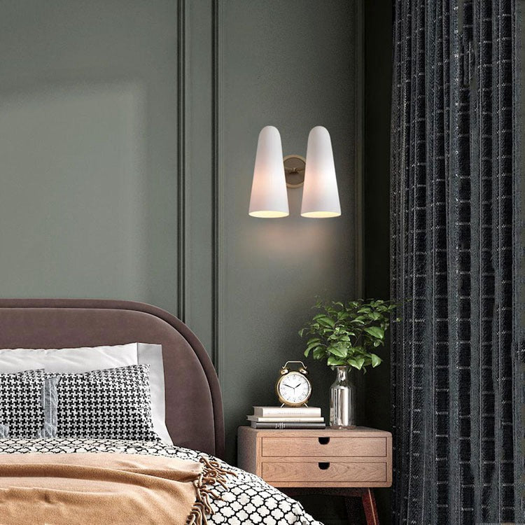 Moden White Ceram Double Shade Wall Sconce
