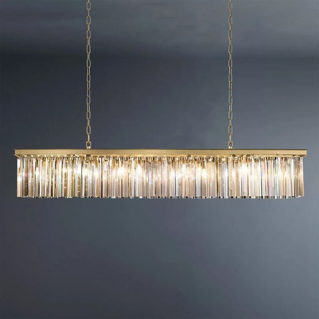 Rectangular Crystal 1920s Rhys Rectangular Chandelier L59"