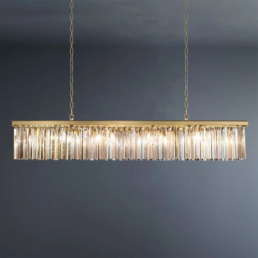 Rectangular Crystal 1920s Rhys Rectangular Chandelier L59"