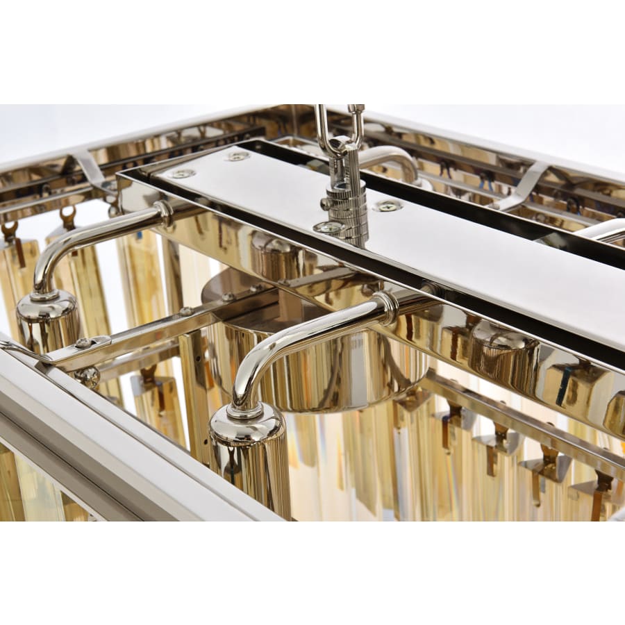 Elegant Lighting Sydney 12 Light 40" Wide Crystal Linear Chandelier with Golden Teak Royal Cut Crystals