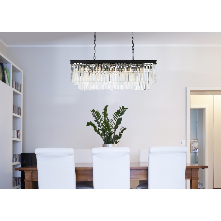 Elegant Lighting Sydney 12 Light 40" Wide Crystal Linear Chandelier with Clear Royal Cut Crystals