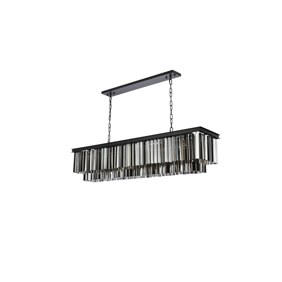 Elegant Lighting Sydney 12 Light 60" Wide Crystal Linear Chandelier with Silver Shade Royal Cut Crystals