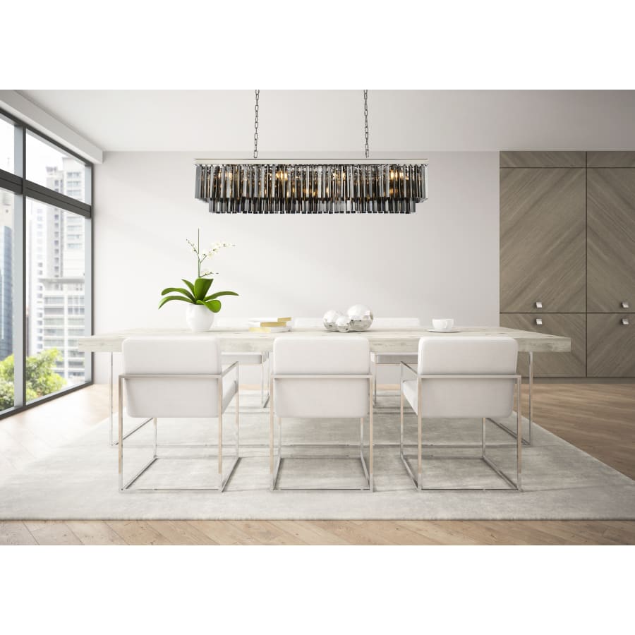 Elegant Lighting Sydney 12 Light 60" Wide Crystal Linear Chandelier with Silver Shade Royal Cut Crystals