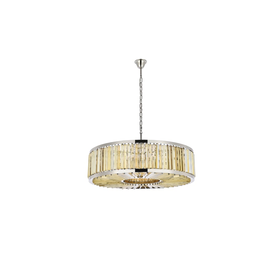 Elegant Lighting Chelsea 10 Light 44" Wide Crystal Drum Chandelier with Golden Teak Royal Cut Crystals