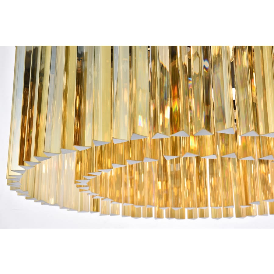 Elegant Lighting Sydney 8 Light 32" Wide Flush Mount Drum Ceiling Fixture with Golden Teak Royal Cut Crystals