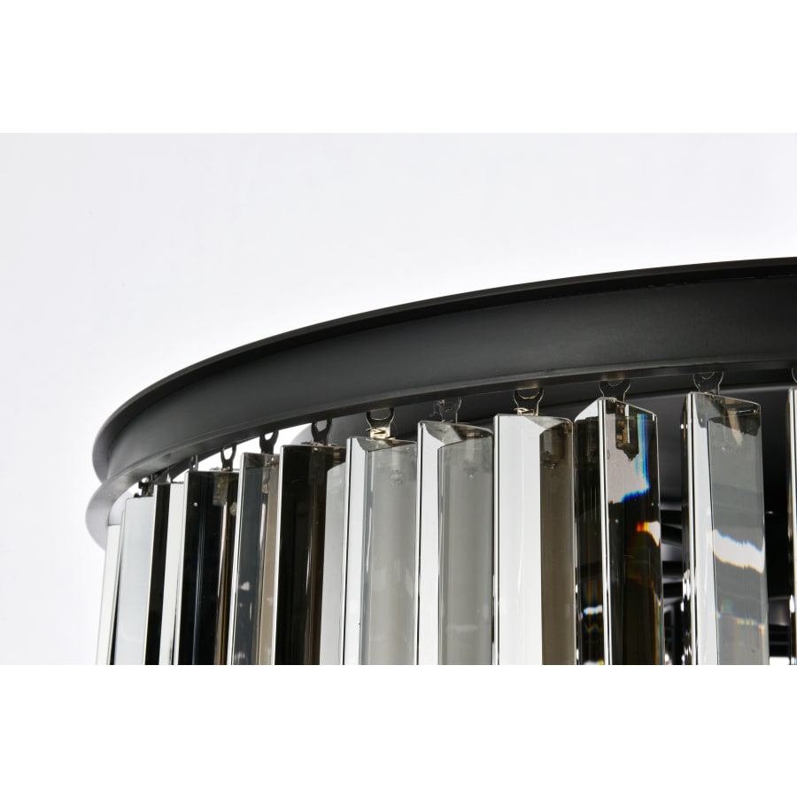 Elegant Lighting Sydney 8 Light 32" Wide Flush Mount Drum Ceiling Fixture with Silver Shade Royal Cut Crystals