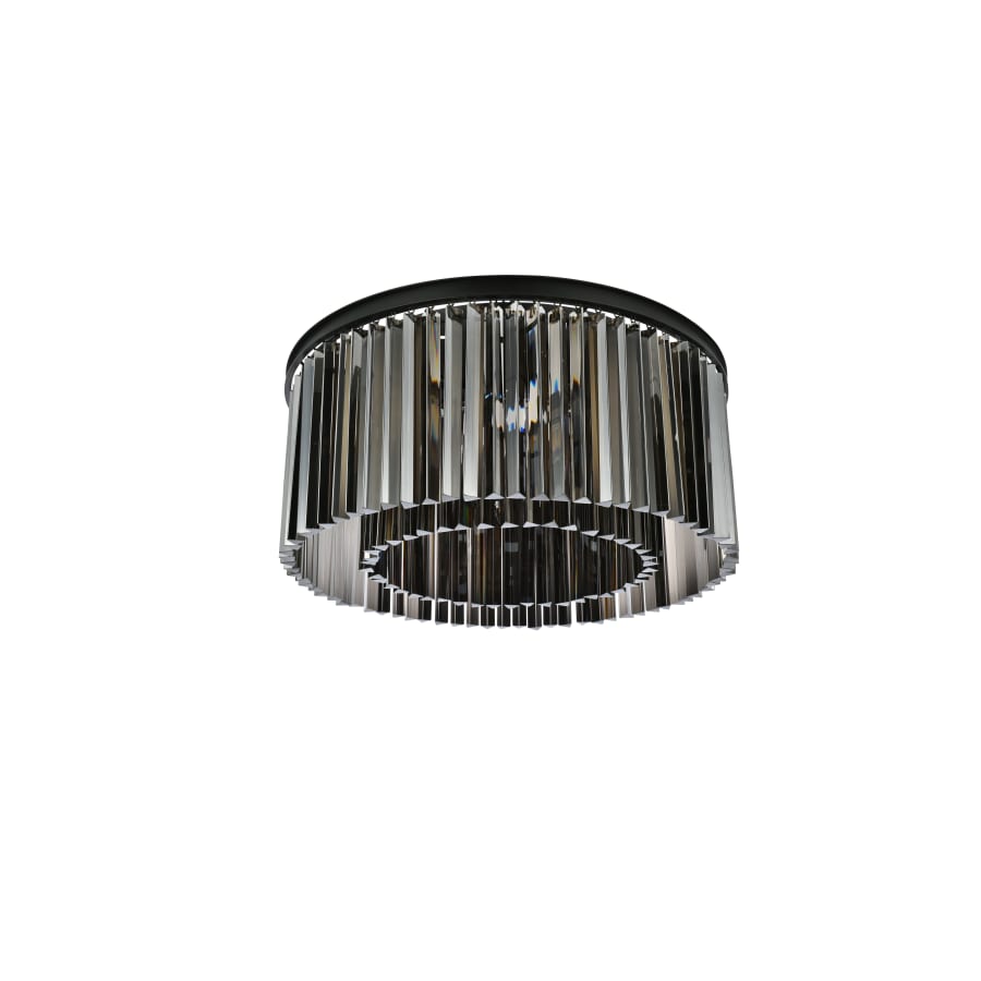 Elegant Lighting Sydney 8 Light 32" Wide Flush Mount Drum Ceiling Fixture with Silver Shade Royal Cut Crystals