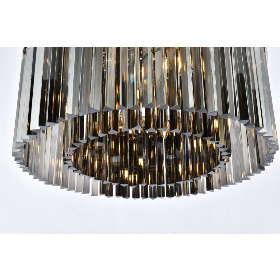 Elegant Lighting Sydney 8 Light 32" Wide Flush Mount Drum Ceiling Fixture with Silver Shade Royal Cut Crystals