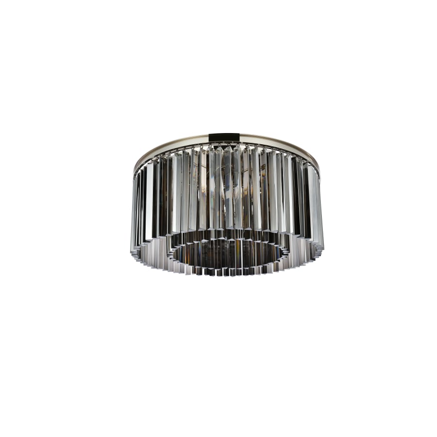 Elegant Lighting Sydney 8 Light 32" Wide Flush Mount Drum Ceiling Fixture with Silver Shade Royal Cut Crystals