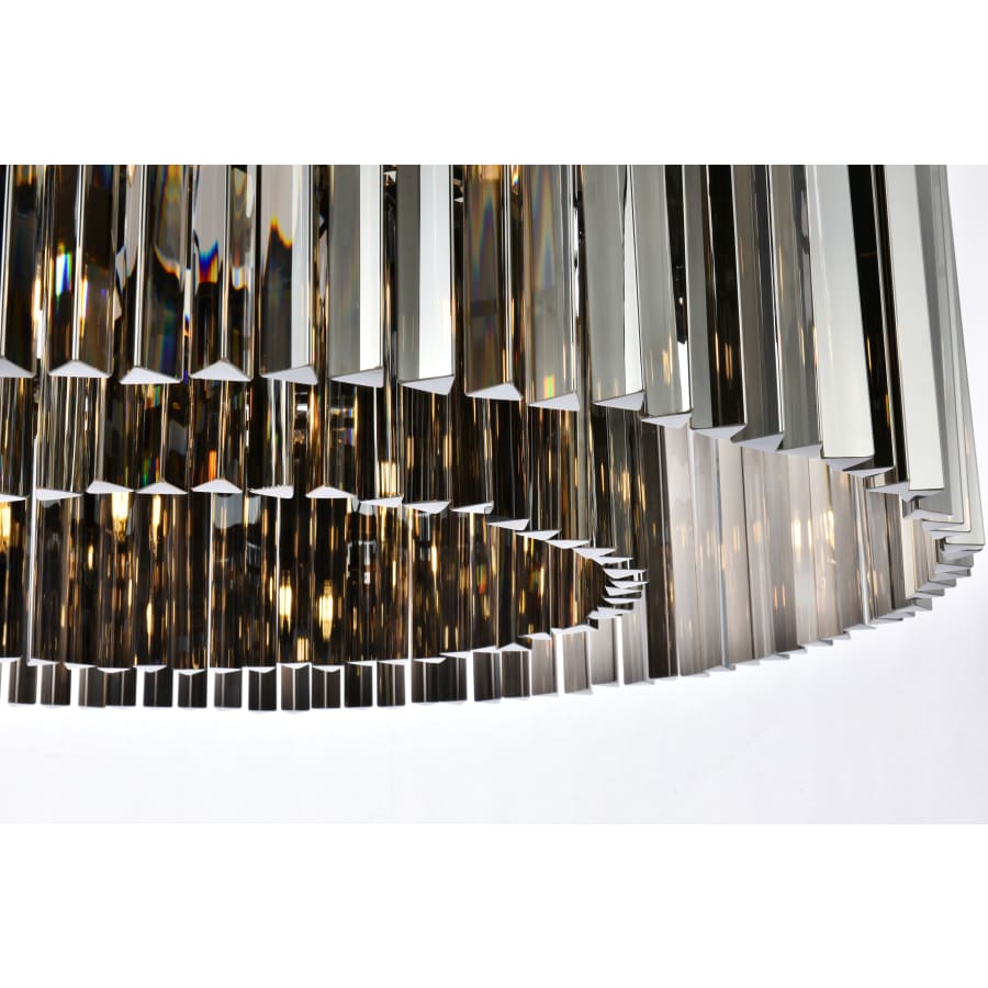 Elegant Lighting Sydney 10 Light 44" Wide Flush Mount Drum Ceiling Fixture with Silver Shade Royal Cut Crystals
