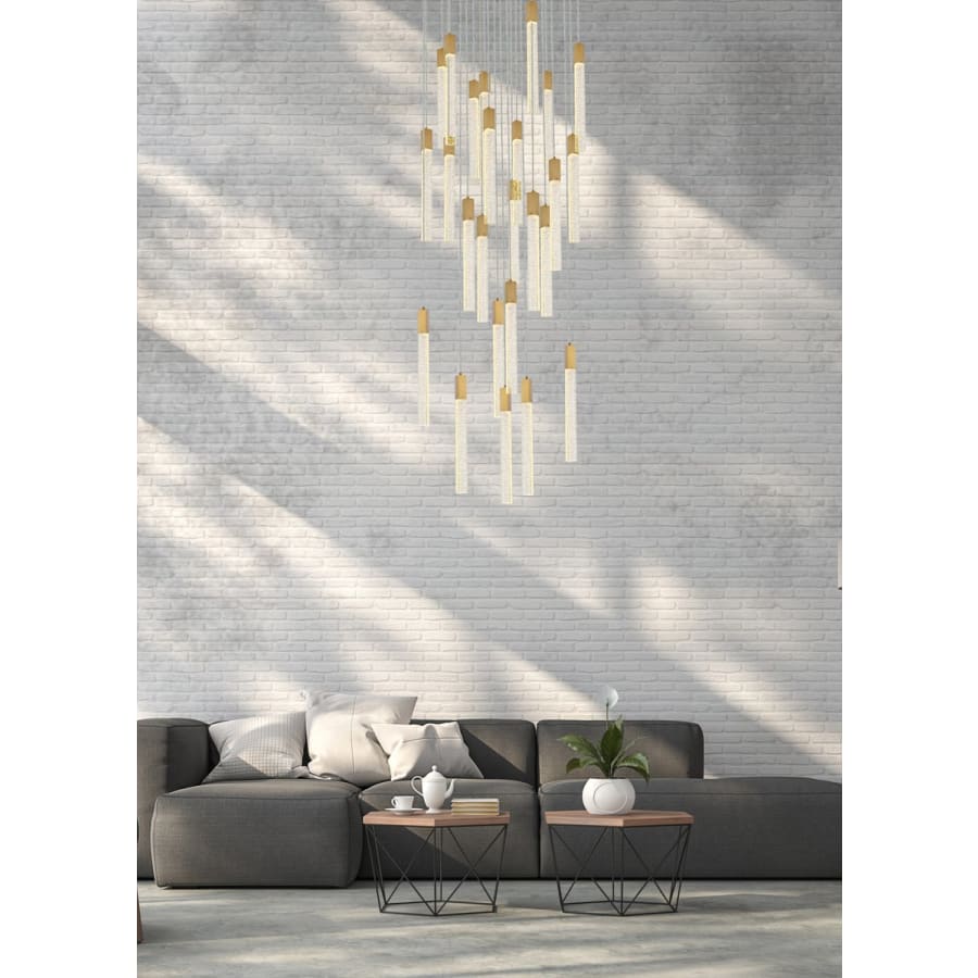 Elegant Lighting Weston 25 Light 42" Wide LED Crystal Multi Light Pendant with Clear Crystal Accents