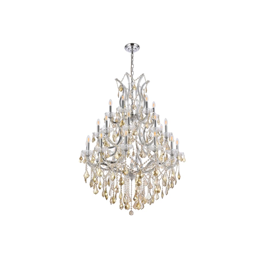 Elegant Lighting Maria Theresa 28 Light 38" Wide Crystal Chandelier with Golden Teak Royal Cut Crystals