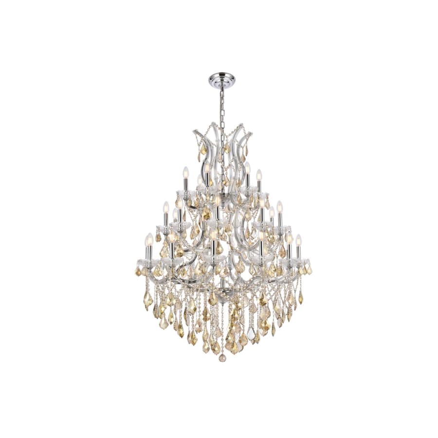 Elegant Lighting Maria Theresa 28 Light 38" Wide Crystal Chandelier with Golden Teak Royal Cut Crystals