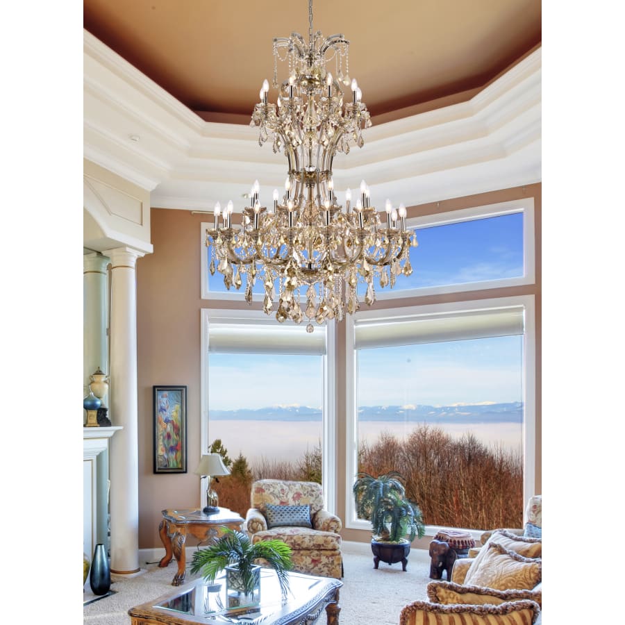 Elegant Lighting Maria Theresa 36 Light 46" Wide Crystal Chandelier with Golden Teak Royal Cut Crystals