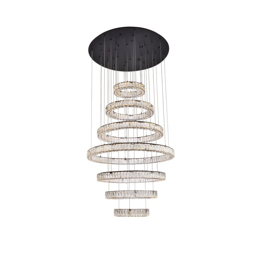 Elegant Lighting Monroe 40" Wide LED Crystal Ring Chandelier with Clear Crystal Accents