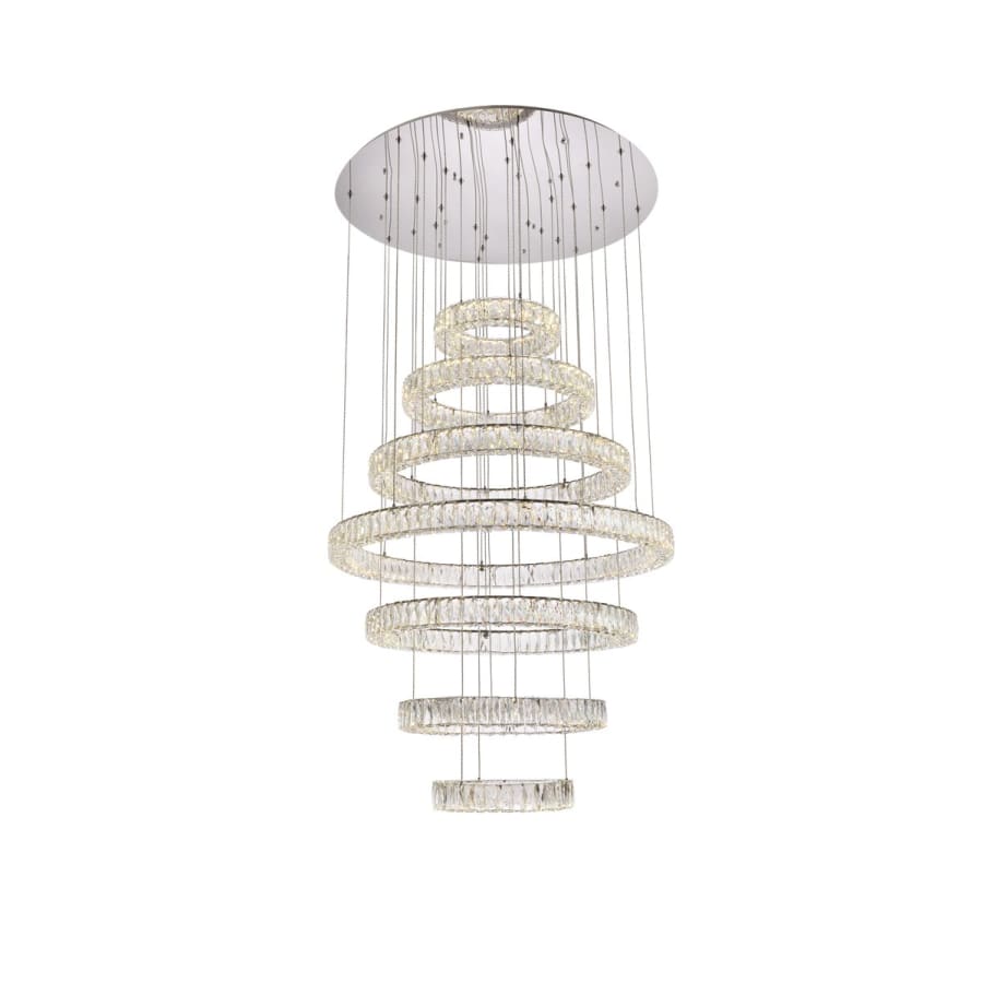 Elegant Lighting Monroe 40" Wide LED Crystal Ring Chandelier with Clear Crystal Accents