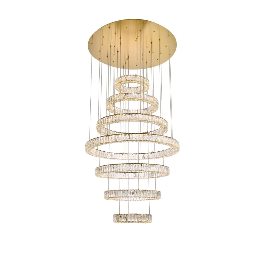 Elegant Lighting Monroe 40" Wide LED Crystal Ring Chandelier with Clear Crystal Accents