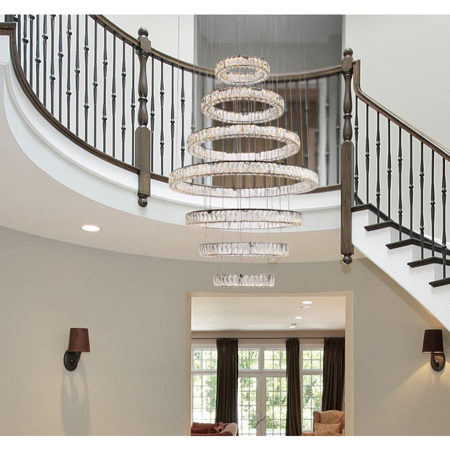 Elegant Lighting Monroe 40" Wide LED Crystal Ring Chandelier with Clear Crystal Accents