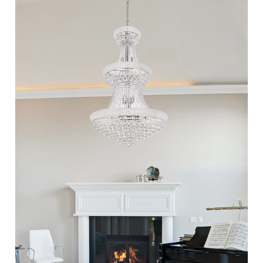 Elegant Lighting Primo 32 Light 30" Wide Crystal Empire Chandelier with Clear Royal Cut Crystals
