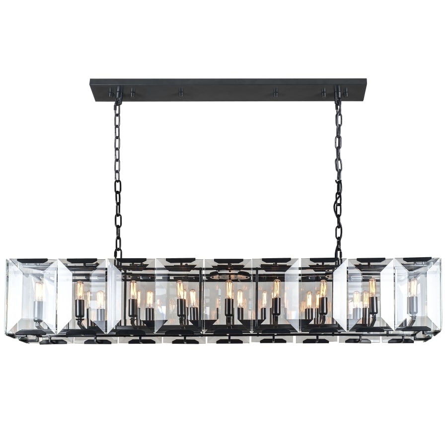 Elegant Lighting Monaco 18 Light 62" Linear Style Chandelier with Emerald Cut Glass Panels