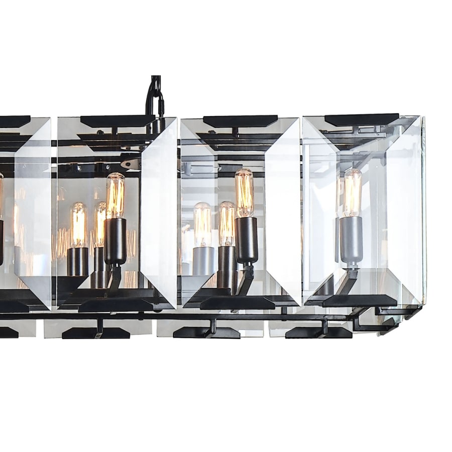 Elegant Lighting Monaco 18 Light 62" Linear Style Chandelier with Emerald Cut Glass Panels