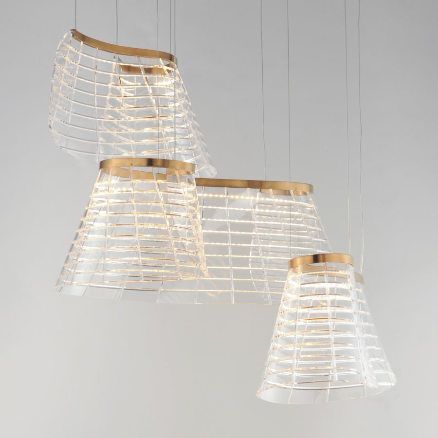 ET2 Tartan 3 Light 24" Wide LED Abstract Multi Light Pendant