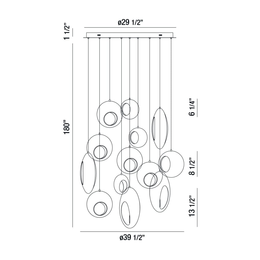 Eurofase Lighting Arlington 13 Light 40" Wide LED Multi Light Pendant
