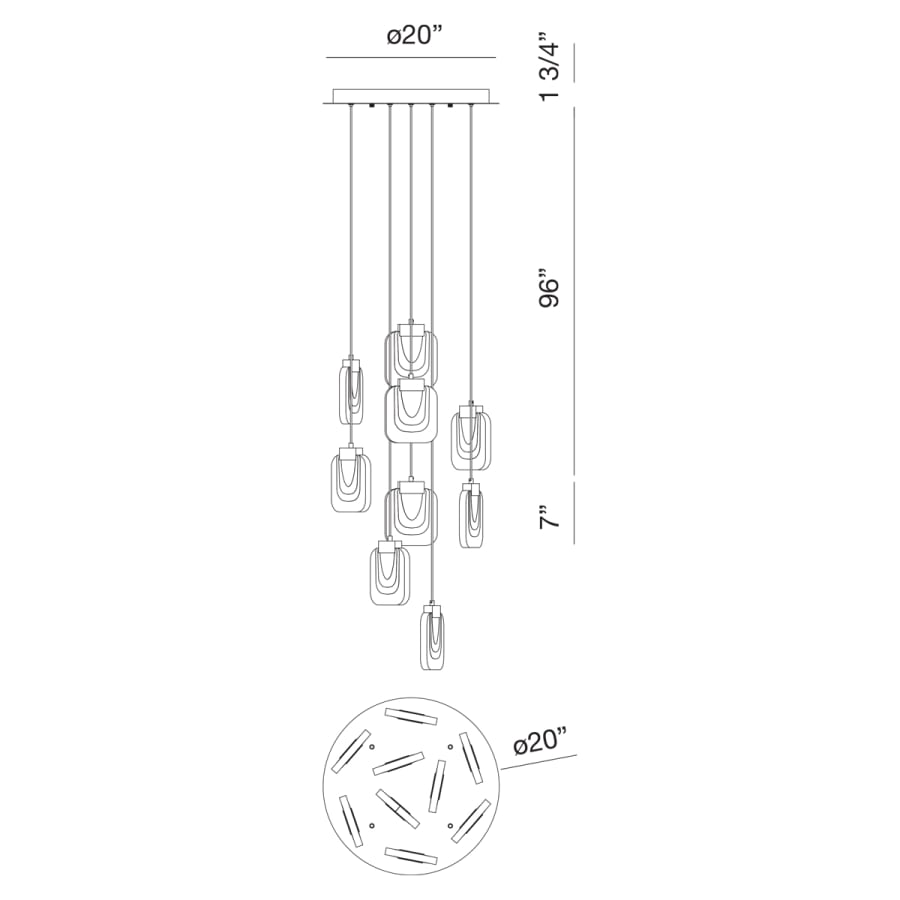 Eurofase Lighting Paget 9 Light 20" Wide LED Multi Light Pendant
