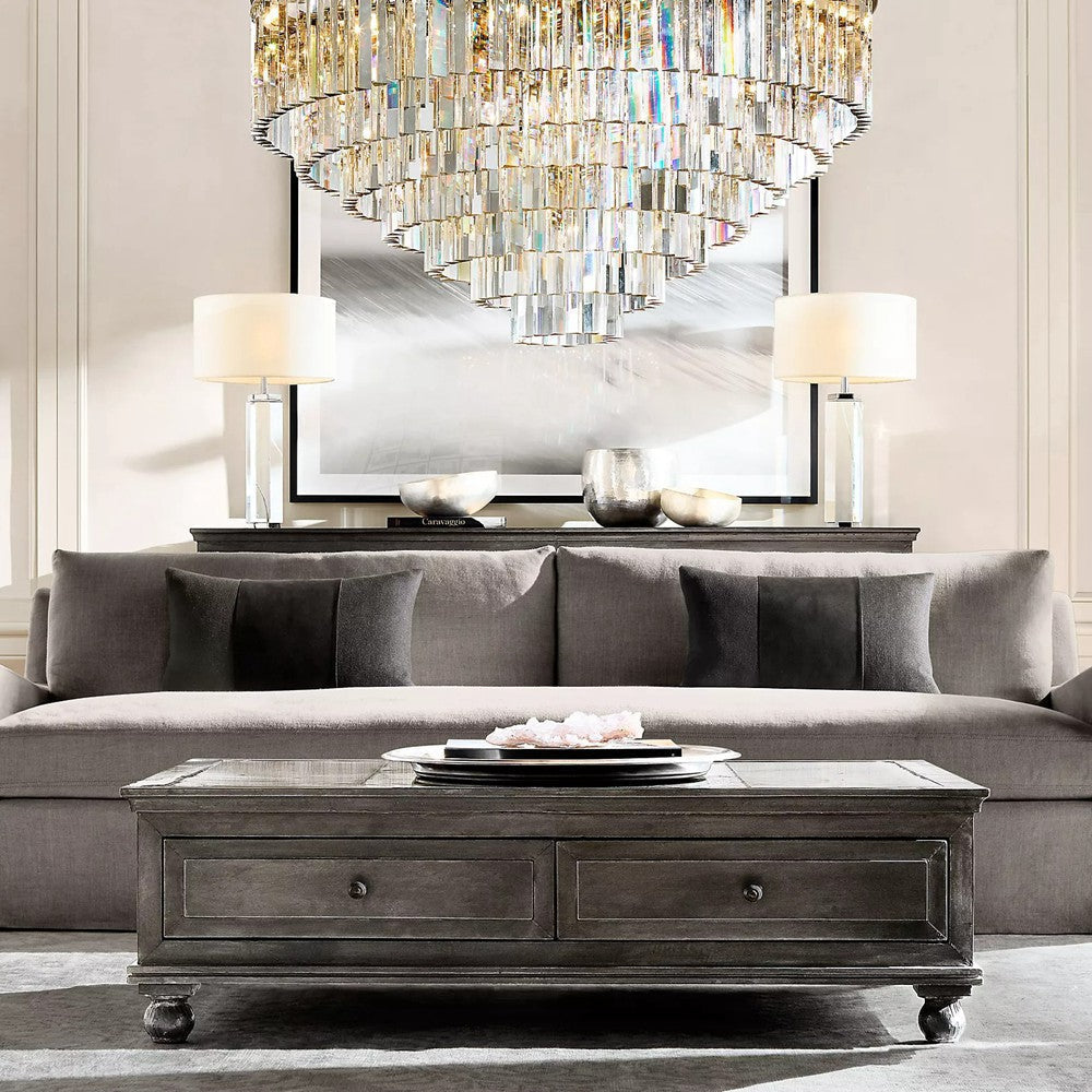 Multi-tier Crystal 1920s Odeon Round Chandelier Modern Lighting D32"