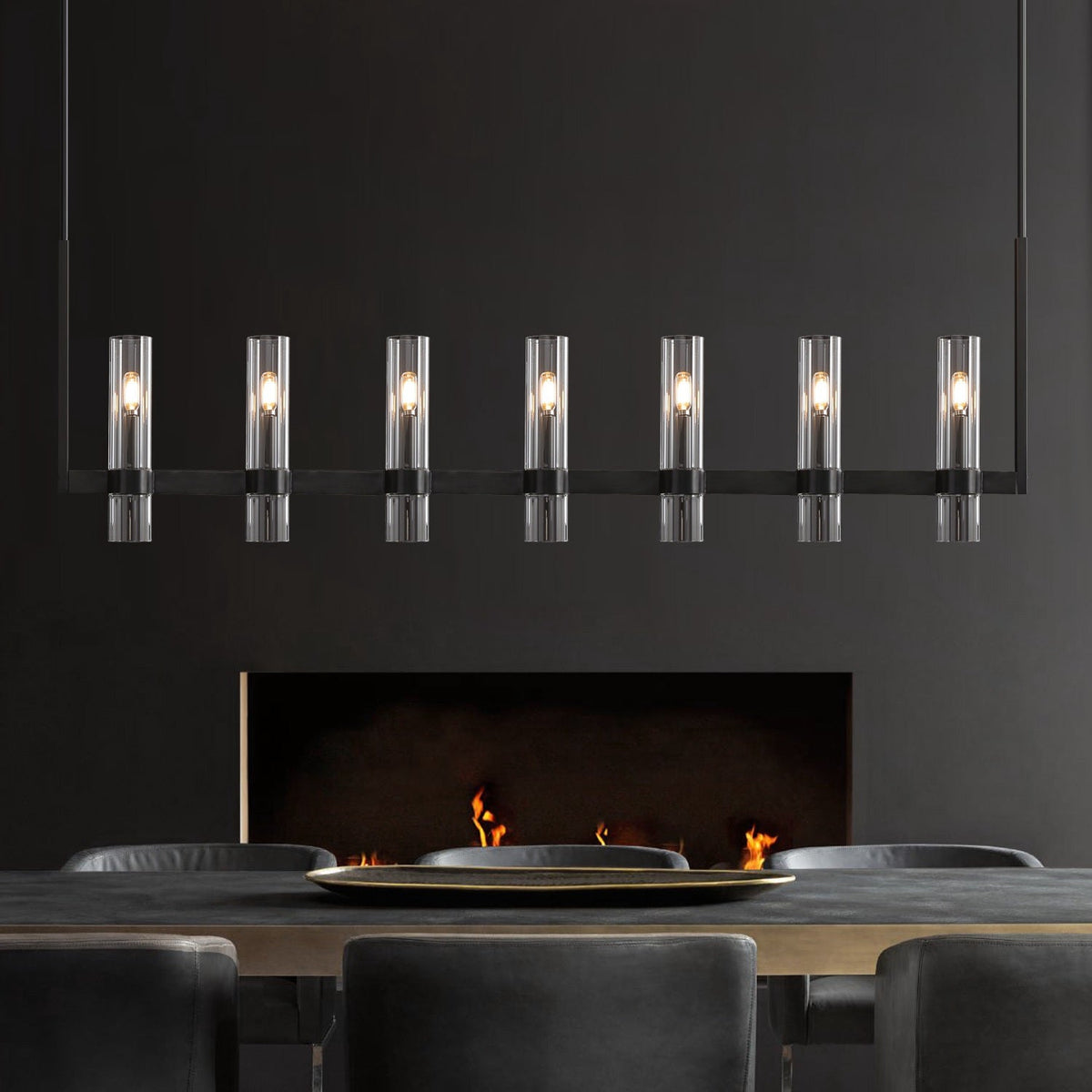 Ravelle Linear Glass Chandelier 59"