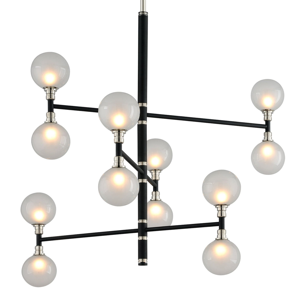 Andromeda Chandelier 12-Light LED in Textured Black & Polish Nickel 42L x 42W x 37.5H