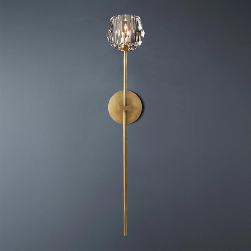 Boule De  Long Rod Crystal Wall Sconce