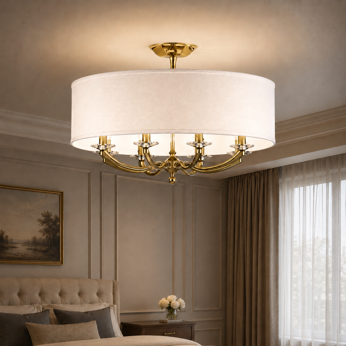 American Brass And Crystal Kensington 8 Light Semi Flush Mount Cp349375