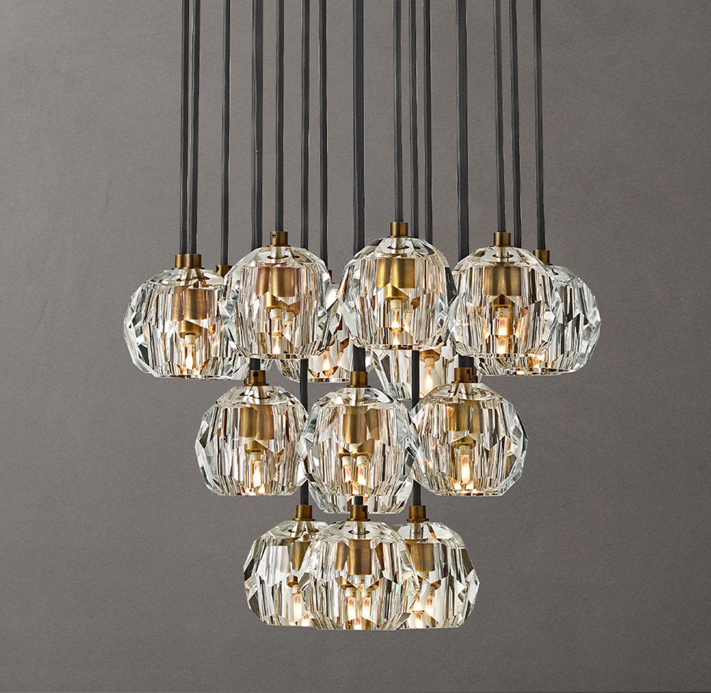 Faceted Crystal Orb Cluster Chandelier
